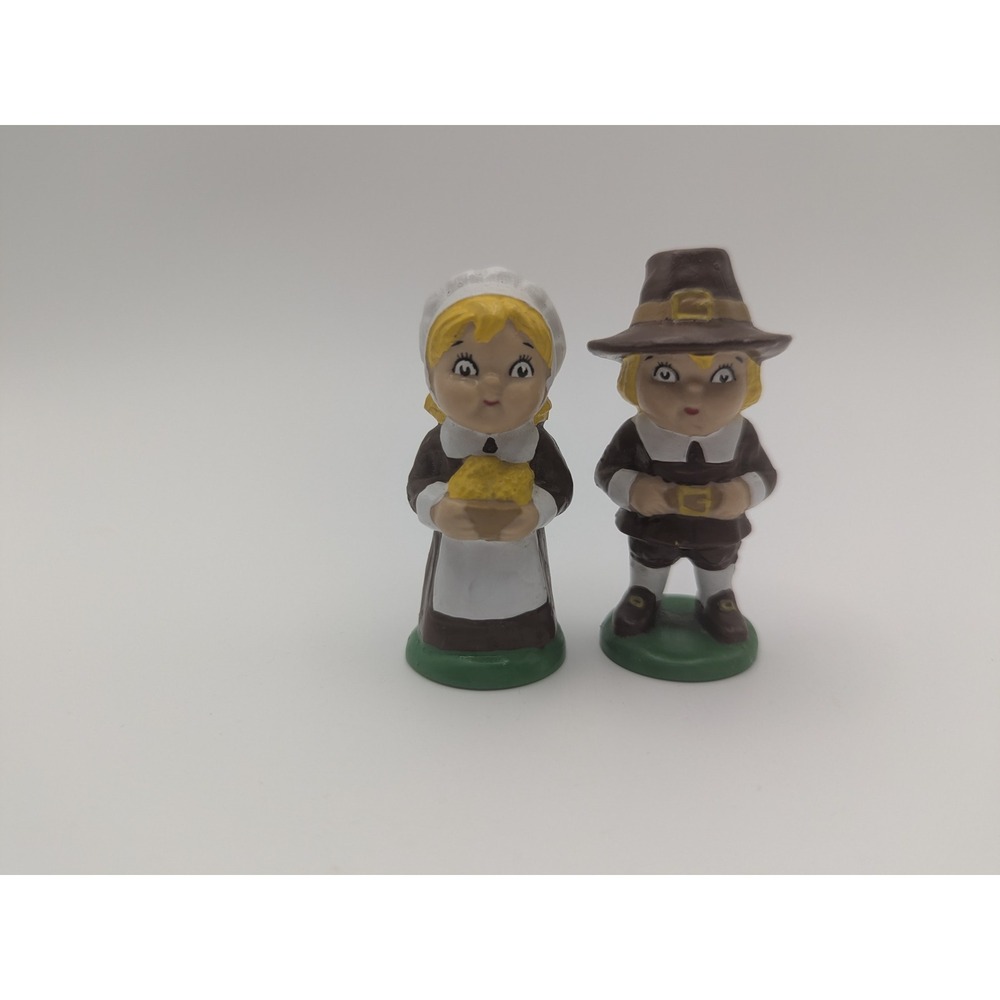 Vintage Pilgrim Campbell Soup 1985 Couple Figurines Thanksgiving Decor 2.5" Tall